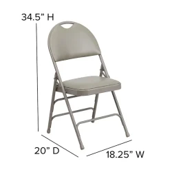 HERCULES™ Triple Braced Vinyl Armless Folding Chair, Gray, 4/Pack (4HAMC705AV3GY) Folding & Stacking