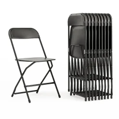 Online HERCULESâ„¢ Plastic Armless Folding Chair, Black, 60/Pack Folding & Stacking