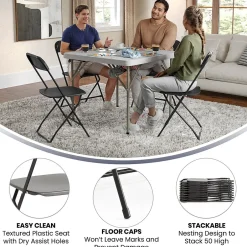 Online HERCULES™ Plastic Armless Folding Chair, Black, 60/Pack Folding & Stacking