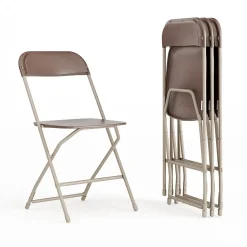 Clearance HERCULES™ Plastic Armless Folding Chair, Premium Brown, 4/Pack Folding & Stacking