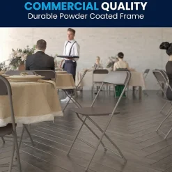 Clearance HERCULES™ Plastic Armless Folding Chair, Premium Brown, 4/Pack Folding & Stacking