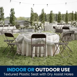 Online HERCULES™ Plastic Armless Folding Chair, Premium Brown, 10/Pack Folding & Stacking