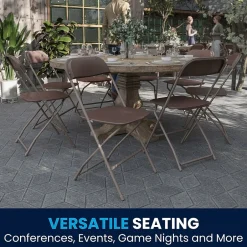 Online HERCULES™ Plastic Armless Folding Chair, Premium Brown, 10/Pack Folding & Stacking