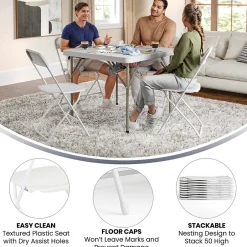 Sale HERCULES™ Plastic Armless Folding Chair, Premium White, 32/Pack Folding & Stacking