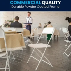 Sale HERCULES™ Plastic Armless Folding Chair, Premium White, 32/Pack Folding & Stacking