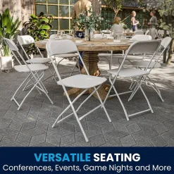 HERCULES™ Plastic Armless Folding Chair, Premium White, 52/Pack Folding & Stacking