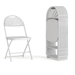 Outlet HERCULES™ Plastic Armless Folding Chair With Fan Back, White, 40/Pack (40LEL4WHITE) Folding & Stacking