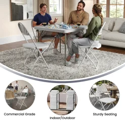 Outlet HERCULES™ Plastic Armless Folding Chair With Fan Back, White, 40/Pack (40LEL4WHITE) Folding & Stacking