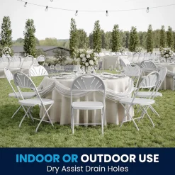 Outlet HERCULES™ Plastic Armless Folding Chair With Fan Back, White, 40/Pack (40LEL4WHITE) Folding & Stacking