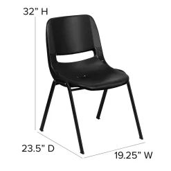 Outlet HERCULES Series Plastic Shell Stack Chair, Black (RUTEO1BK) Folding & Stacking
