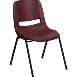 New HERCULES Series Plastic Shell Stack Chair, Burgundy/Black (RUTEO1BY) Folding & Stacking