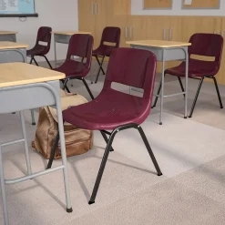 New HERCULES Series Plastic Shell Stack Chair, Burgundy/Black (RUTEO1BY) Folding & Stacking