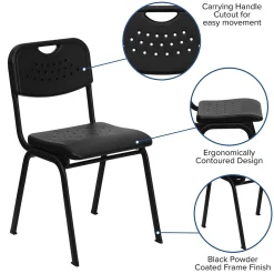 Online HERCULES Series Plastic Stack Chair with Open Back, Black (RUTGK01BK) Folding & Stacking