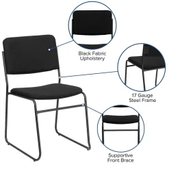 New HERCULES Series Fabric Stacking Chair with Sled Base, Black (XU8700BLKB30) Folding & Stacking