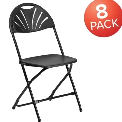Online HERCULES Series 800 lb. Capacity Plastic Fan Back Folding Chair 8/Pack (8LEL4BK) Folding & Stacking