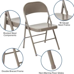 Discount HERCULES Series Metal Folding Chair, Gray, 4/Pk (4BDF002GY) Folding & Stacking