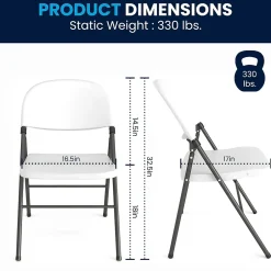 New HERCULES Series Plastic Folding Chair, White, 2/Pack (2DADYCD50WH) Folding & Stacking