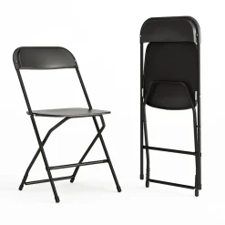 Clearance HERCULES Series Plastic Banquet/Reception Chair, Black, 2/Pack (2LEL3BLACK) Folding & Stacking
