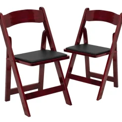 Hot HERCULES Series Wood Folding Chair, Mahogany/Black, 2/Pack (2XF2903MAHWOOD) Folding & Stacking
