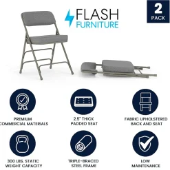 Online HERCULES Series Fabric Folding Chair, Gray, 2/Pack (2HAMC320AFGRY) Folding & Stacking