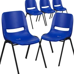 Outlet HERCULES Series Plastic Kid's Shell Stack Chair, Navy/Black, 5 Pack (5RUT16NVYBK) Folding & Stacking