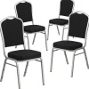 Outlet HERCULES Series Fabric Banquet Stacking Chair, Black/Silver Frame, 4 Pack (4FDC01S11) Folding & Stacking