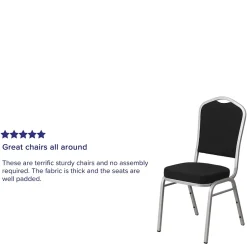 Outlet HERCULES Series Fabric Banquet Stacking Chair, Black/Silver Frame, 4 Pack (4FDC01S11) Folding & Stacking