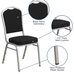 Outlet HERCULES Series Fabric Banquet Stacking Chair, Black/Silver Frame, 4 Pack (4FDC01S11) Folding & Stacking