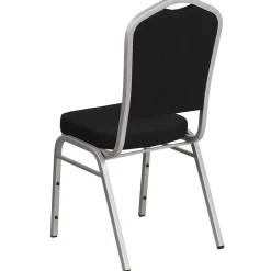 Outlet HERCULES Series Fabric Banquet Stacking Chair, Black/Silver Frame, 4 Pack (4FDC01S11) Folding & Stacking