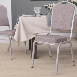 New HERCULES Series Fabric Stacking Banquet Chair, Gray Dot/Silver Frame (FDC01S6) Folding & Stacking