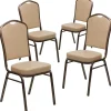 Clearance HERCULES Series Vinyl Banquet Stacking Chair, Tan/Copper Vein Frame, 4 Pack (4FDC01CPRTN) Folding & Stacking