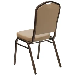 Clearance HERCULES Series Vinyl Banquet Stacking Chair, Tan/Copper Vein Frame, 4 Pack (4FDC01CPRTN) Folding & Stacking