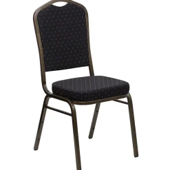 Clearance HERCULES Series Fabric Banquet Stacking Chair, Black Patterned/Gold Vein Frame, 4 Pack (4FDC01GVS0806) Folding & Stacking