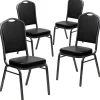 Outlet HERCULES Series Vinyl Banquet Stacking Chair, Black/Silver Vein Frame, 4 Pack (4FDC01SVBKVY) Folding & Stacking