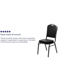 Outlet HERCULES Series Vinyl Banquet Stacking Chair, Black/Silver Vein Frame, 4 Pack (4FDC01SVBKVY) Folding & Stacking