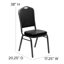 Outlet HERCULES Series Vinyl Banquet Stacking Chair, Black/Silver Vein Frame, 4 Pack (4FDC01SVBKVY) Folding & Stacking