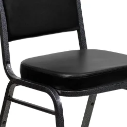 Outlet HERCULES Series Vinyl Banquet Stacking Chair, Black/Silver Vein Frame, 4 Pack (4FDC01SVBKVY) Folding & Stacking