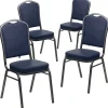 New HERCULES Series Vinyl Banquet Stacking Chair, Navy/Silver Vein Frame, 4 Pack (4FDC01SVNY) Folding & Stacking