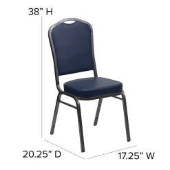 New HERCULES Series Vinyl Banquet Stacking Chair, Navy/Silver Vein Frame, 4 Pack (4FDC01SVNY) Folding & Stacking