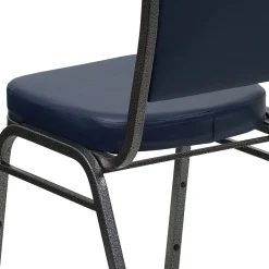 New HERCULES Series Vinyl Banquet Stacking Chair, Navy/Silver Vein Frame, 4 Pack (4FDC01SVNY) Folding & Stacking