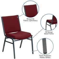 New HERCULES Series Fabric Stack Chair, Burgundy Patterned (XU60153BY) Folding & Stacking