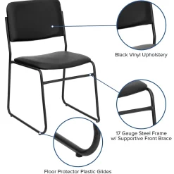 HERCULES Series Vinyl Stacking Chair with Sled Base, Black (XU8700BLKBVYL30) Folding & Stacking