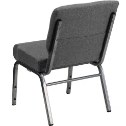 Outlet HERCULES Series Fabric Stacking Church Chair, Gray/Silver Vein Frame (XUCH0221GYSV) Folding & Stacking