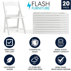 Sale HERCULES™ Vinyl Armless Folding Chair, White, 20/Pack (20L3L1WHITE) Folding & Stacking