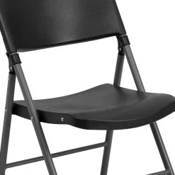 Hot HERCULES™ Plastic Armless Folding Chair With Charcoal Frame, Black, 4/Pack Folding & Stacking