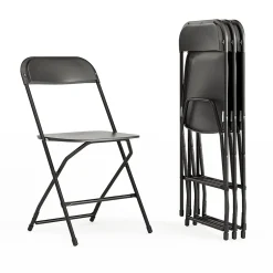 Outlet HERCULES™ Plastic Armless Folding Chair, Black, 4/Pack (4LEL3BLACK) Folding & Stacking