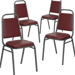 Clearance HERCULES™ 18"H Vinyl Trapezoidal Back Banquet Chair, Burgundy, 4/Pack (4FDBHF2VYVYL) Folding & Stacking
