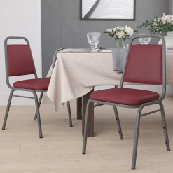 Clearance HERCULES™ 18"H Vinyl Trapezoidal Back Banquet Chair, Burgundy, 4/Pack (4FDBHF2VYVYL) Folding & Stacking