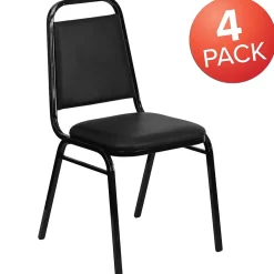 Online HERCULES Series Vinyl Banquet Stacking Chair, Black, 4 Pack (4FDBHF2BKVYL) Folding & Stacking