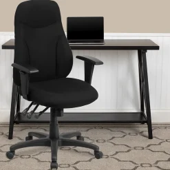 New Hughes Ergonomic Fabric Swivel High Back Task Office Chair, Black (BT90297HA) Office Chairs